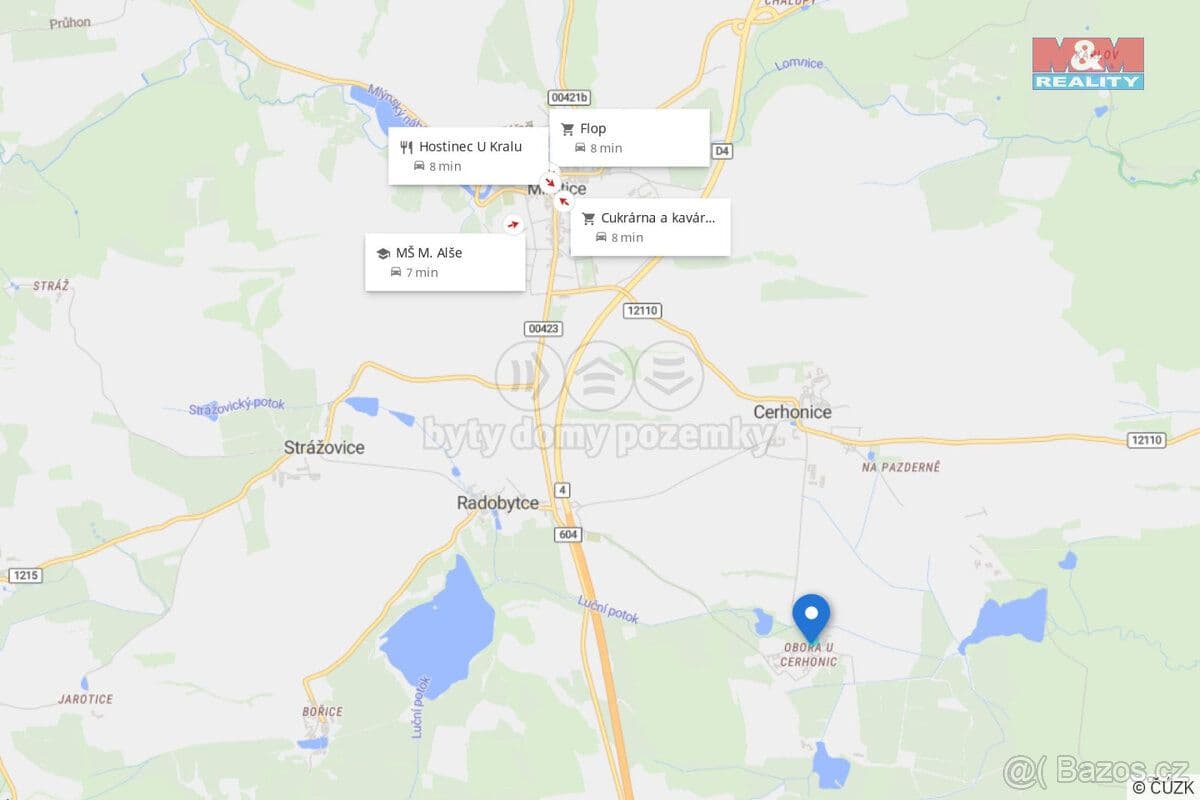 Pozemek Prodej pozemku, 3827 m², Cerhonice - Písek | Bazoš.cz