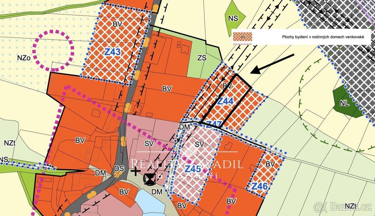 Pozemek Prodej stavebního pozemku 2 291 m² – Dunávice u Netvořic, ok - Benešov | Bazoš.cz